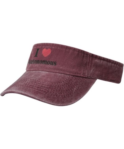 I Love Autonomous Sun Visor Hats for Women Men Sun Hat Vintage Golf Hat Adjustable Baseball Cap Red $10.40 Visors