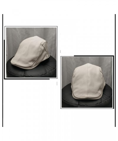 Men Ivy Newsboy Cap, PU Leather Vintage Golf Driving Hat Winter Adjustable Peaked Beret Hats in Solid Color Black $16.42 News...