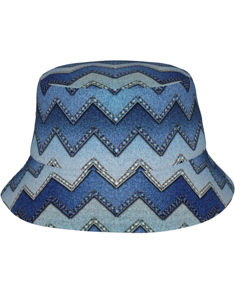 Gradient Blue Denim Print Unisex Cute Bucket Hat Sun Hats Lightweight, Fishing Cap for Men, Women & Teens $10.19 Bucket Hats