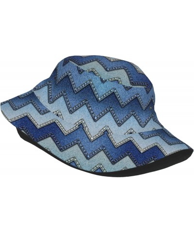 Gradient Blue Denim Print Unisex Cute Bucket Hat Sun Hats Lightweight, Fishing Cap for Men, Women & Teens $10.19 Bucket Hats