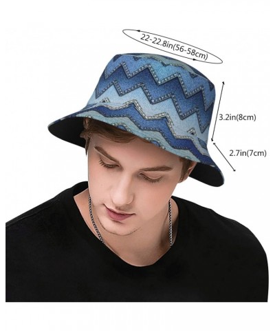 Gradient Blue Denim Print Unisex Cute Bucket Hat Sun Hats Lightweight, Fishing Cap for Men, Women & Teens $10.19 Bucket Hats