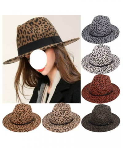 Vintage Unisex Hard Felt Hat Wide Brim Trilby Panama Hat Gangster Cap Leopard Fedoras 10 $12.74 Fedoras