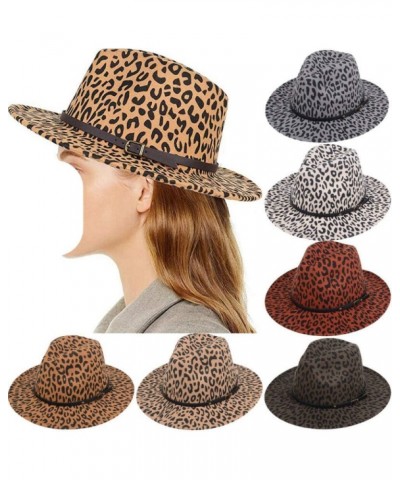 Vintage Unisex Hard Felt Hat Wide Brim Trilby Panama Hat Gangster Cap Leopard Fedoras 10 $12.74 Fedoras