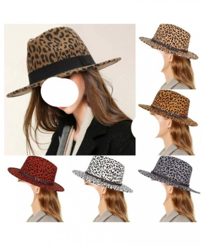 Vintage Unisex Hard Felt Hat Wide Brim Trilby Panama Hat Gangster Cap Leopard Fedoras 10 $12.74 Fedoras