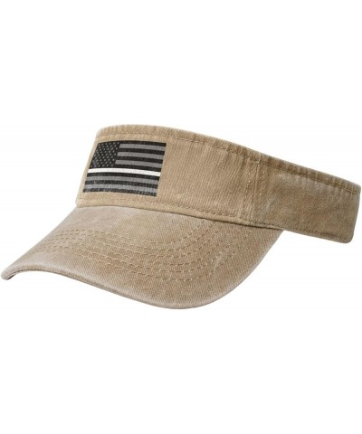 United States Thin White Line Flag Sun Visor Hats for Women Men Adjustable Sports Sun Hats Golf Cap Natural $13.55 Visors