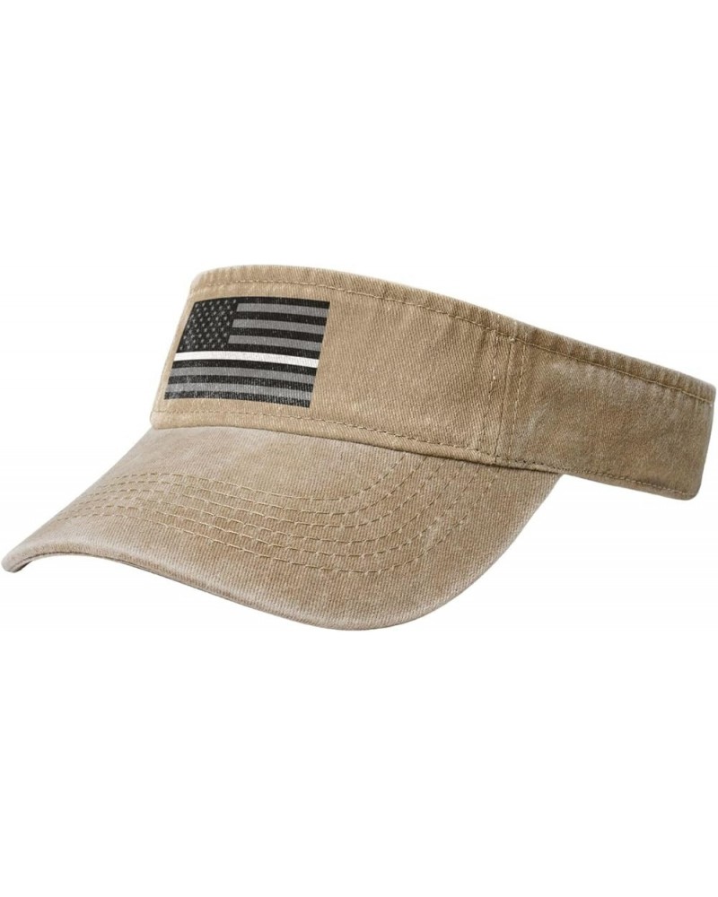 United States Thin White Line Flag Sun Visor Hats for Women Men Adjustable Sports Sun Hats Golf Cap Natural $13.55 Visors