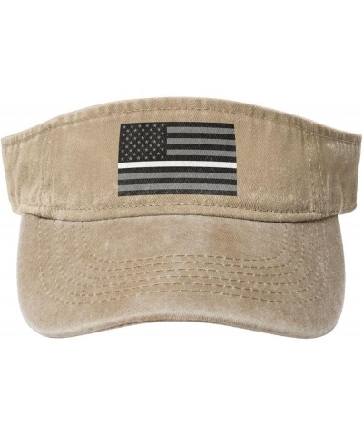 United States Thin White Line Flag Sun Visor Hats for Women Men Adjustable Sports Sun Hats Golf Cap Natural $13.55 Visors