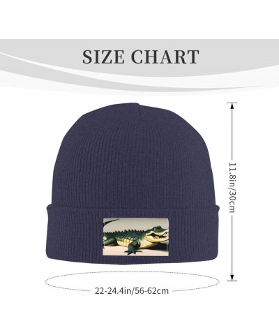 Black Warm Knit Hat Big Mouth Crocodile Pattern Soft Good Elasticity Suitable for Outdoor Sports Navy Blue $9.67 Skullies & B...