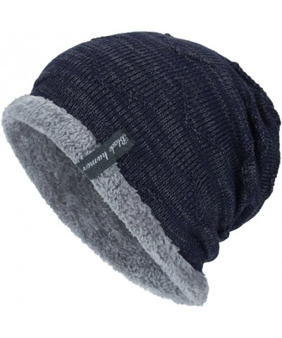 Knit Baggy Hat Caps Winter Warm Wool Women Crochet Weave Ski Men Baseball Caps Who Hat 3-navy $9.30 Skullies & Beanies