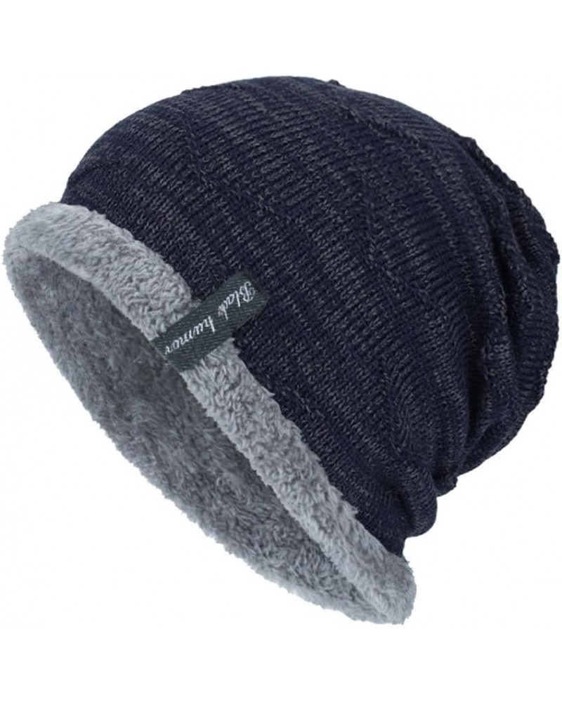 Knit Baggy Hat Caps Winter Warm Wool Women Crochet Weave Ski Men Baseball Caps Who Hat 3-navy $9.30 Skullies & Beanies