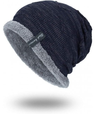 Knit Baggy Hat Caps Winter Warm Wool Women Crochet Weave Ski Men Baseball Caps Who Hat 3-navy $9.30 Skullies & Beanies