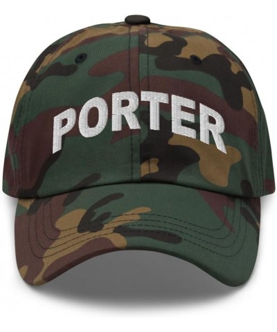 Porter New York Hat Porter NY Cap Embroidered Dad Hat Adjustable Strap Closure Unisex Green Camo $19.60 Baseball Caps