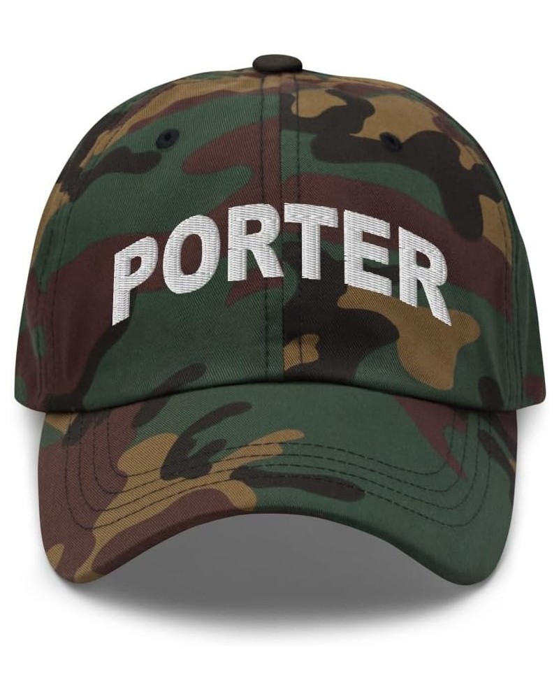 Porter New York Hat Porter NY Cap Embroidered Dad Hat Adjustable Strap Closure Unisex Green Camo $19.60 Baseball Caps