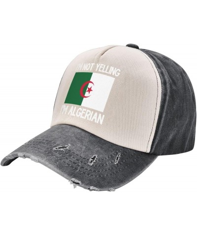 I'm Not Yelling I'm Algerian Cotton Men's Baseball Cap Retro Washed Denim Trucker Cap Adjustable,Dark Red Black and White $9....