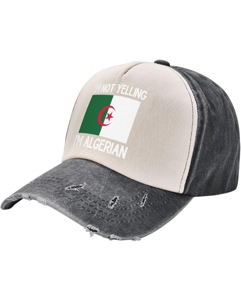 I'm Not Yelling I'm Algerian Cotton Men's Baseball Cap Retro Washed Denim Trucker Cap Adjustable,Dark Red Black and White $9....