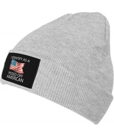 I Identifys As A Pissed Off American Winter Beanie Hat for Men Women Daily Knit Cap Warm Skull Caps Gray $11.33 Skullies & Be...