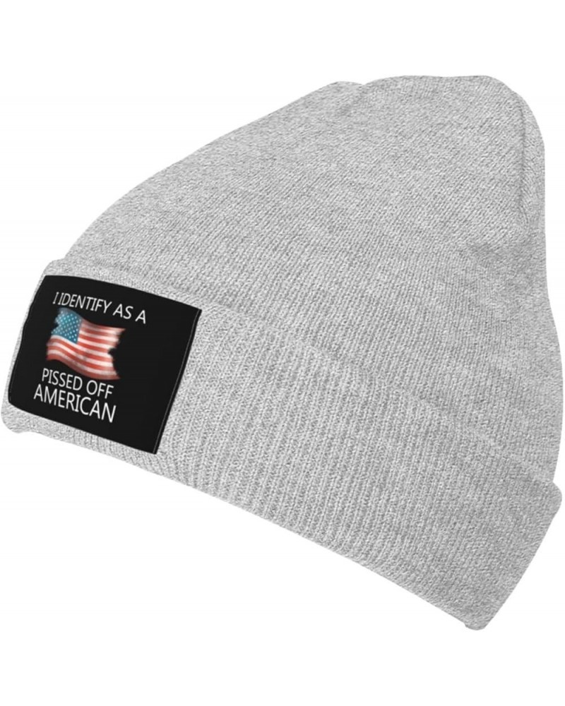 I Identifys As A Pissed Off American Winter Beanie Hat for Men Women Daily Knit Cap Warm Skull Caps Gray $11.33 Skullies & Be...