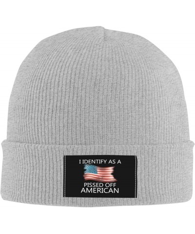 I Identifys As A Pissed Off American Winter Beanie Hat for Men Women Daily Knit Cap Warm Skull Caps Gray $11.33 Skullies & Be...