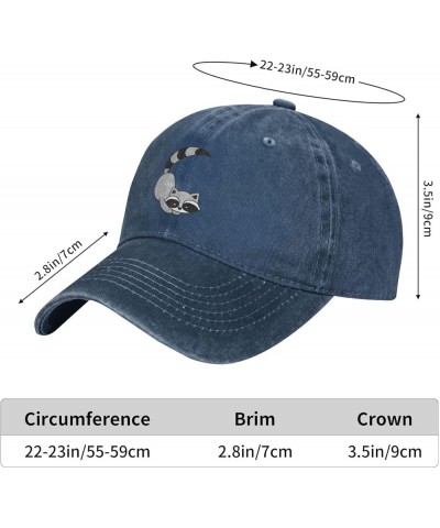 Cute Gray Racoon Distressed Adjustable Washed Denim Mens Dad Trucker Hat Baseball Ball Cap for Men Cute Gray Racoon Navy Blue...