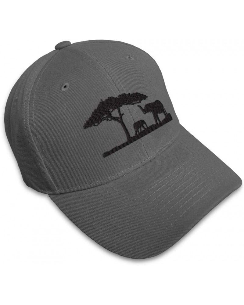 Baseball Cap Elephant Africa Embroidery Animals Wild Hats for Men & Women Dark Grey Design Only $10.25 Baseball Caps