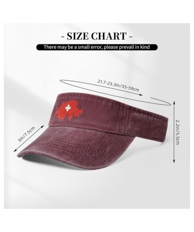 Switzerland Swiss Map Flag Sport Sun Visor Hats Cotton Ball Caps Empty Top Baseball Sun Cap for Men Women,Black Red $9.97 Visors