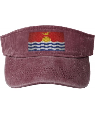 Flag of Kiribati Sun Visor Hats for Women Men Sun Hat Vintage Golf Hat Adjustable Baseball Cap Red $10.15 Visors