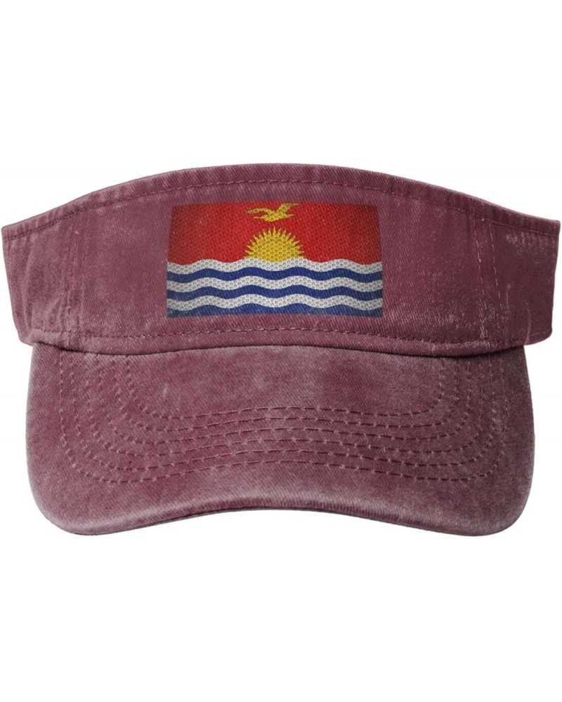 Flag of Kiribati Sun Visor Hats for Women Men Sun Hat Vintage Golf Hat Adjustable Baseball Cap Red $10.15 Visors