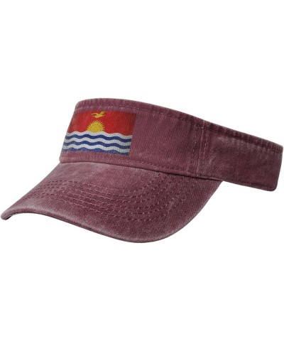 Flag of Kiribati Sun Visor Hats for Women Men Sun Hat Vintage Golf Hat Adjustable Baseball Cap Red $10.15 Visors