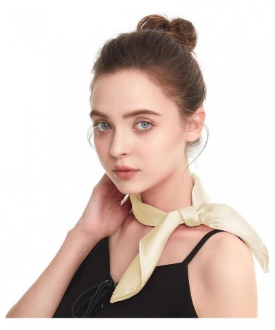 Silk Feeling Scarf Square Chiffon Scarf Solid Color Bandanas Retro Scarfs for Women Neck Scarf Purse Scarf Apricot $8.69 Scarves