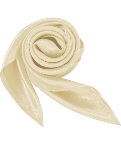 Silk Feeling Scarf Square Chiffon Scarf Solid Color Bandanas Retro Scarfs for Women Neck Scarf Purse Scarf Apricot $8.69 Scarves