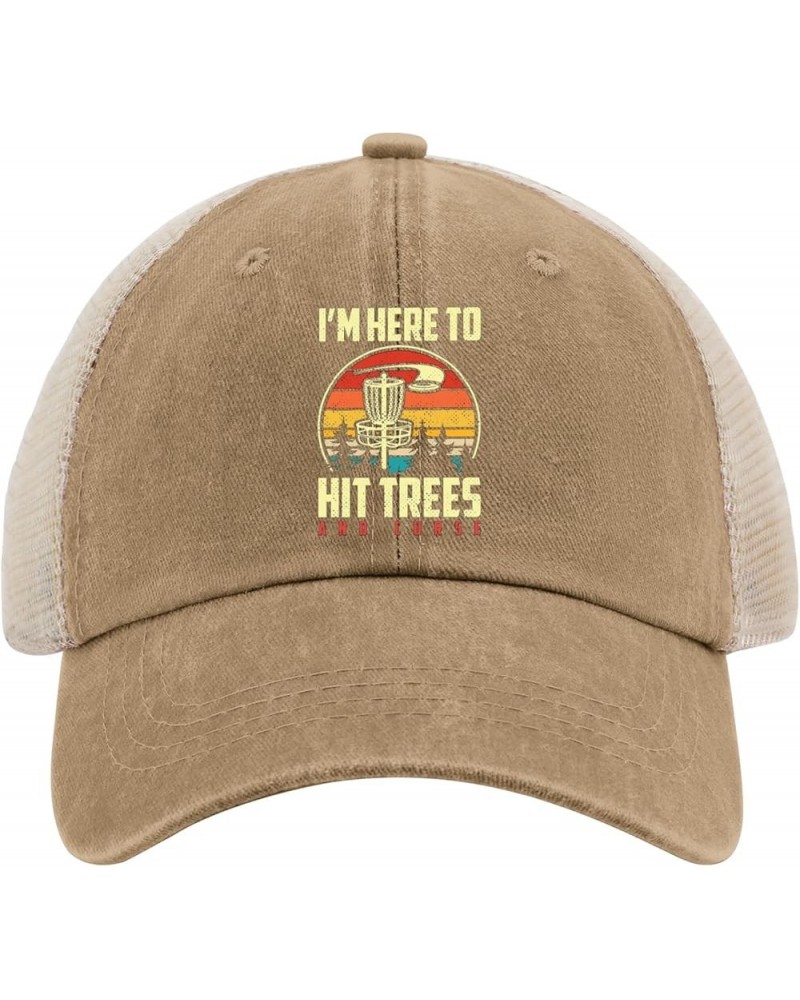 I'm here to hit Trees and Curse Trucker hat River hat Womens Trucker hat Gifts for Dad Golf Hats Pigment Khaki02 $11.43 Sun Hats