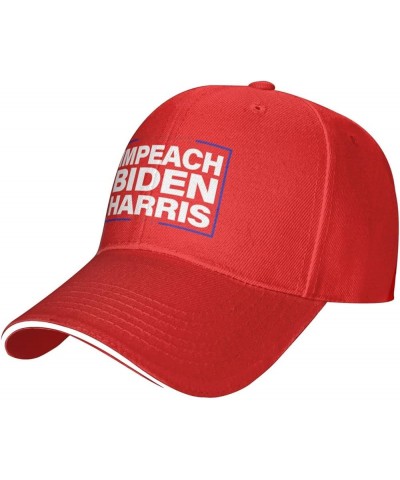 Impeach Biden Harris Anti-Biden Baseball Caps Men Hats for Women Dad Hat Ball Hat Adjustable Trucker Hat Cowboy Hat Red $10.4...