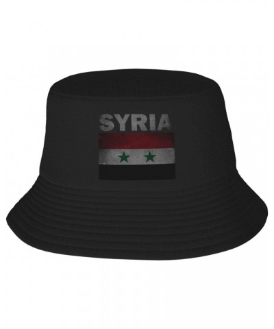 Vintage Syria Flag Stay Cool and Stylish with Our Trendy Bucket Hats - Perfect for Summer Fun and Outdoor Adventures Black $1...