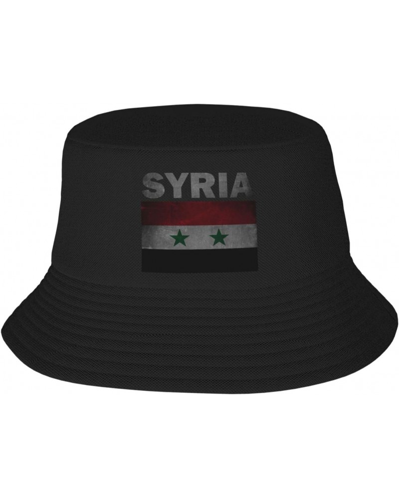 Vintage Syria Flag Stay Cool and Stylish with Our Trendy Bucket Hats - Perfect for Summer Fun and Outdoor Adventures Black $1...