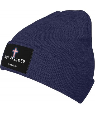 Not Ashamed Romans 1 16 Christian Winter Beanie Hat for Men Women Daily Knit Cap Warm Skull Caps for Cold Weather Navy Blue $...