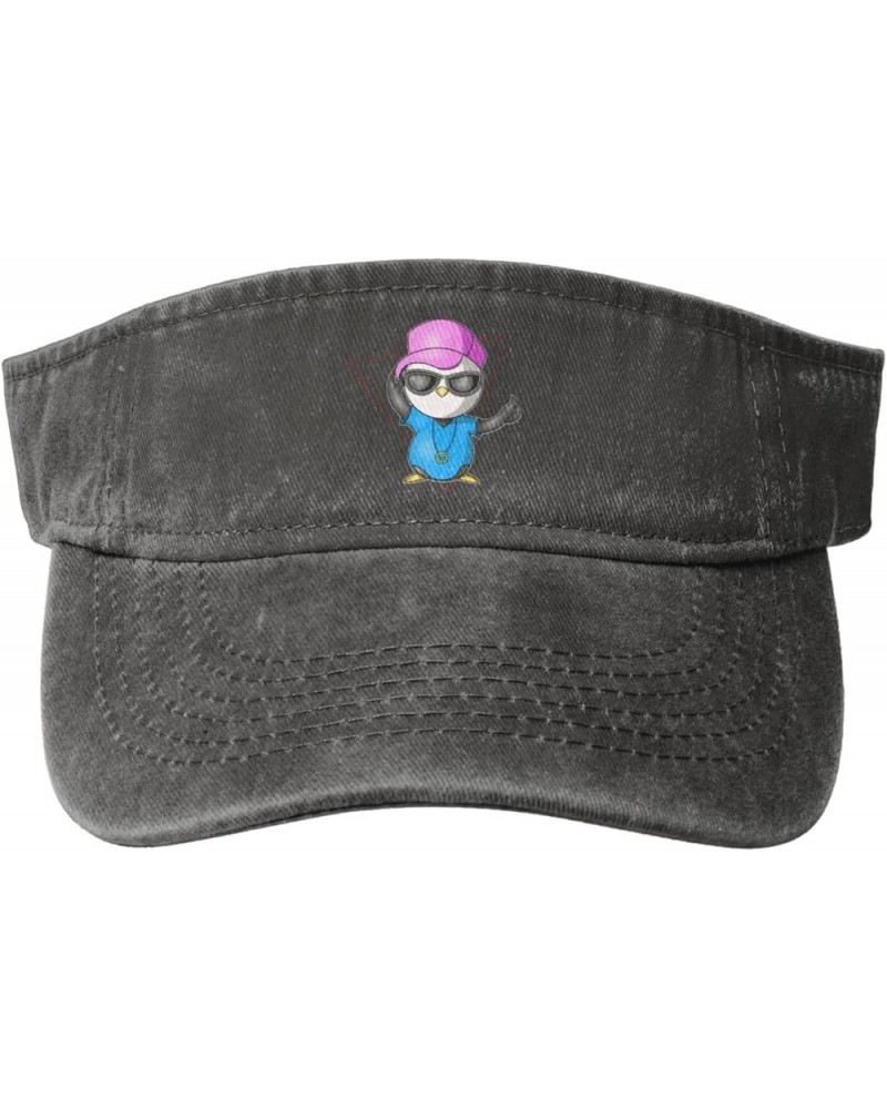 Penguin with Glasses Sun Visor Hats for Women Men Sun Hat Cotton Golf Hat Vintage Baseball Cap Deep Heather $11.08 Sun Hats