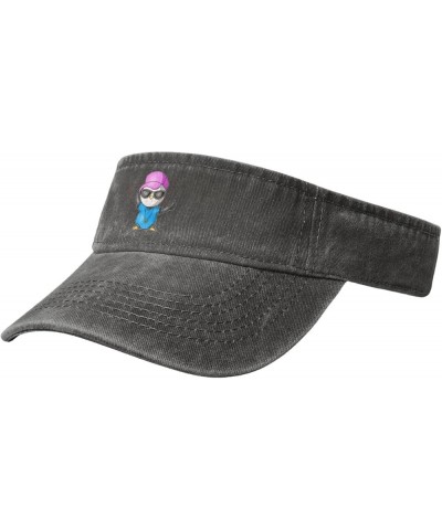 Penguin with Glasses Sun Visor Hats for Women Men Sun Hat Cotton Golf Hat Vintage Baseball Cap Deep Heather $11.08 Sun Hats