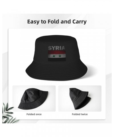 Vintage Syria Flag Stay Cool and Stylish with Our Trendy Bucket Hats - Perfect for Summer Fun and Outdoor Adventures Black $1...