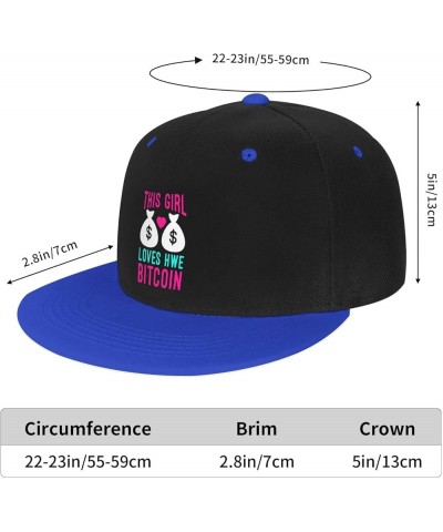 This Girl Loves Her Bitcoin Baseball Cap for Men Women Snapback Hat Adjustable Flat Bill Hats Blue $10.63 Baseball Caps