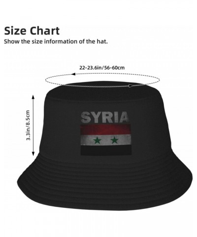 Vintage Syria Flag Stay Cool and Stylish with Our Trendy Bucket Hats - Perfect for Summer Fun and Outdoor Adventures Black $1...