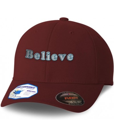 Flexfit Hats for Men & Women Believe Polyester Dad Hat Baseball Cap Burgundy $18.19 Baseball Caps