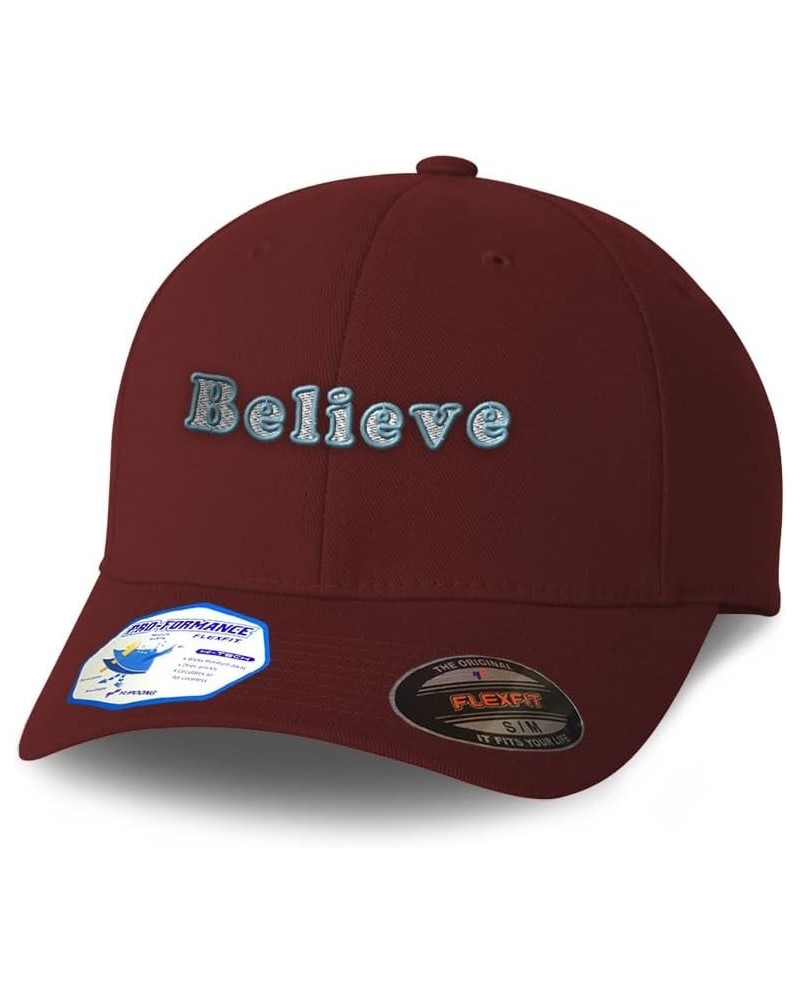 Flexfit Hats for Men & Women Believe Polyester Dad Hat Baseball Cap Burgundy $18.19 Baseball Caps