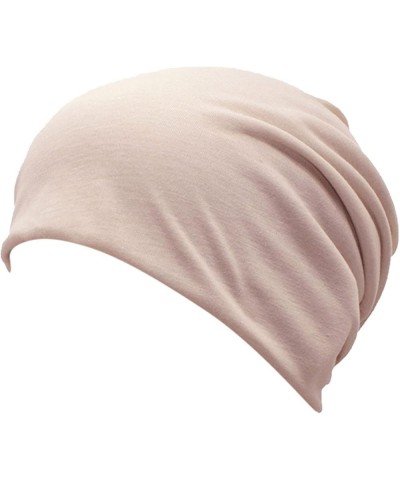 Men Women Simple Turban Hats Solid Color Stretchy Pullover Pile Cap Fashion Slouchy Head Scarf Hats One Size Beige $5.45 Skul...