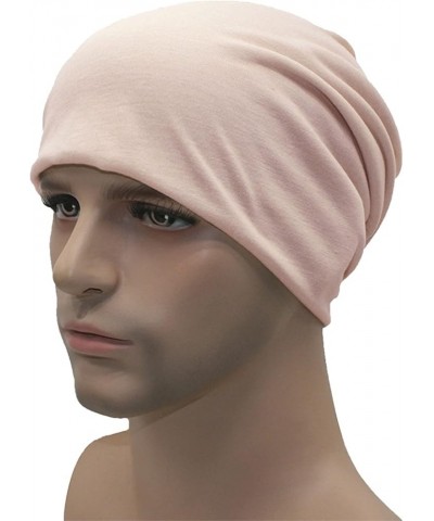 Men Women Simple Turban Hats Solid Color Stretchy Pullover Pile Cap Fashion Slouchy Head Scarf Hats One Size Beige $5.45 Skul...