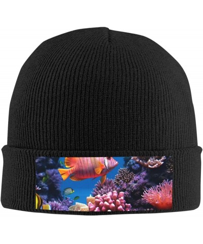 Underwater Fish Print Knit Hat Winter Knit Hat for Men Women Black $10.73 Skullies & Beanies