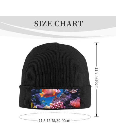 Underwater Fish Print Knit Hat Winter Knit Hat for Men Women Black $10.73 Skullies & Beanies