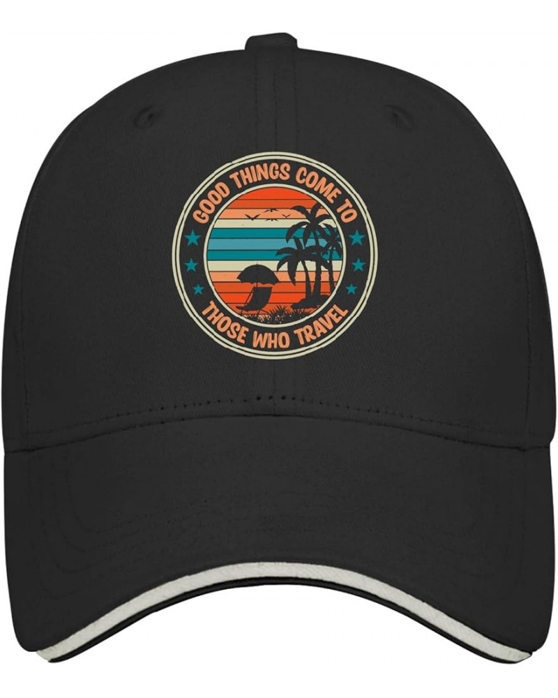 Baseball Caps Good Things Come to Those Who Travel Trucker Hats for Men Graphic Mesh Snapbacks for Gift Black $10.58 Baseball...