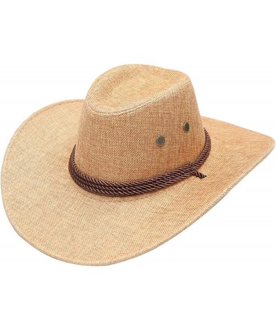 Adult Solid Casual Summer Western Fashion Cowboy Sun Hat Wide Brim Travel Sun Cap Foldable Cowboy Hat A-khaki $11.39 Cowboy Hats