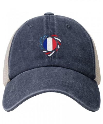 We Heart America and France Love Forever Baseball Cap for Women Mens Hats Retro Mesh Caps Dad Hat Navy Blue $10.27 Baseball Caps