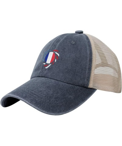 We Heart America and France Love Forever Baseball Cap for Women Mens Hats Retro Mesh Caps Dad Hat Navy Blue $10.27 Baseball Caps